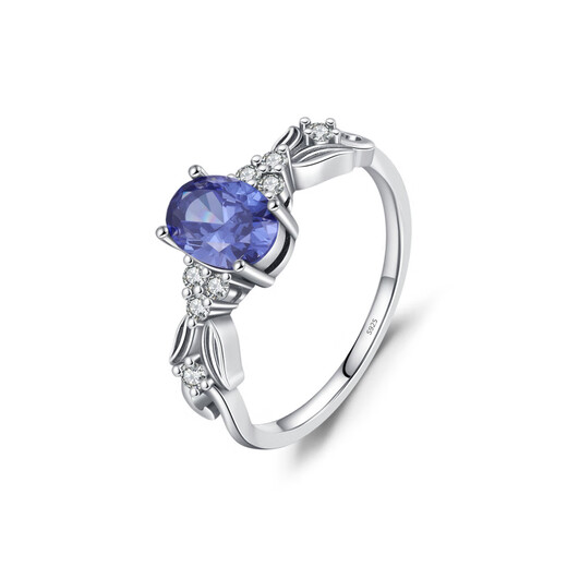Fall in love with French designer S925 sterling silver tanzanite blue diamond ring for women light luxury retro distressed mermaid tail index finger ring S925 sterling silver US size-5