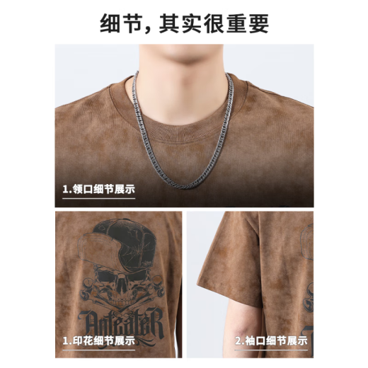 森马春季新款水洗重磅纯棉短袖T恤男士2025夏季宽松大码半袖体恤衫 f9896白色 常规 3XL  180-200斤