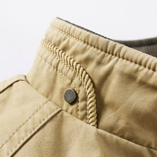 Jeep (JEEP) reversible jacket men's autumn and winter stand-up collar casual top large size loose middle-aged jacket reversible coat for men black and blue reverse khaki XL recommended weight 145Jin Jin equals about 0.5 kg