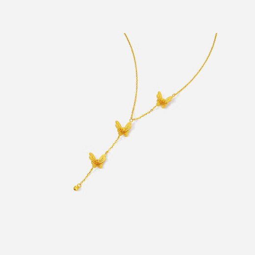 Saturday blessing yellow 18K gold butterfly necklace birthday gift for girlfriend C0616296 40+5cm