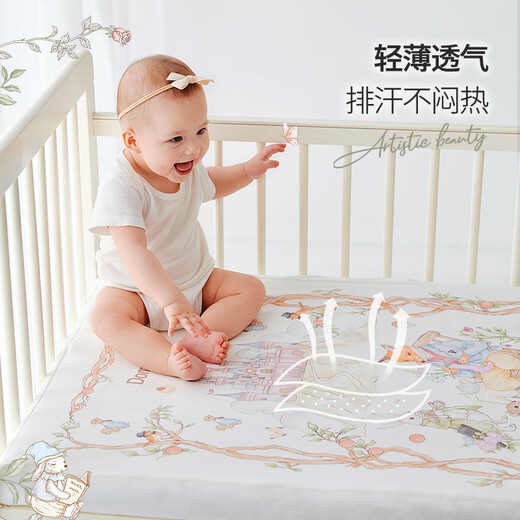 DOMICOCO Duomi Coco Baby Class A Bed Sheet Pure Cotton Children's Sheet Mattress Cover Baby Bedspread Waterproof Splicing Bed Four Seasons Afternoon Leisure Time 56*100cm