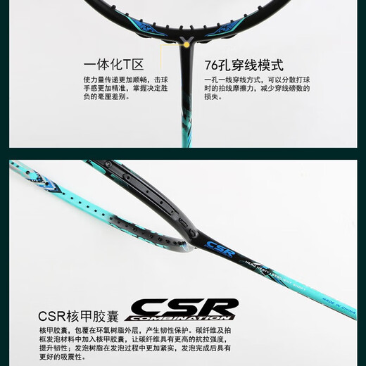 VICTOR Victory Professional Badminton Racket Onigiri TK-onigiri Full Carbon Ultra-Light Carbon Fiber Offensive Single Racket TK Onigiri - Blue Green + 70 Strings + Racquet Cover + Hand Glue 4U (80-84.9g)