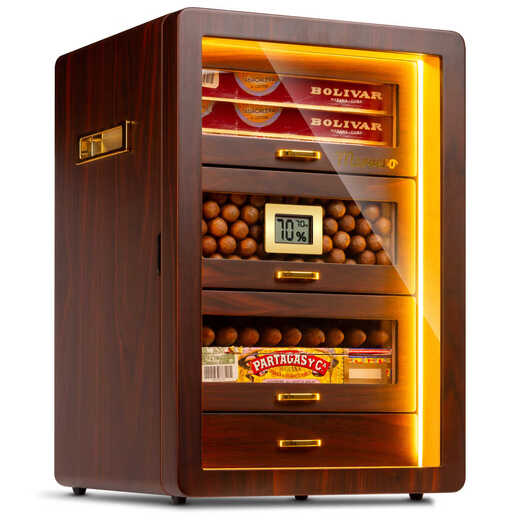 Double shop Marvero Marvero humidor cigar humidor cedar wood box four-layer LED light large capacity humidor