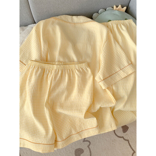 Arctic velvet dachshund dog pajamas for women 2025 new summer pure cotton gauze short-sleeved three-piece suit cardigan cotton silk home clothes Yunduo Cotton-J9901# Paradise puppy three-piece set M [Suggestion 75-100Jin [Jin equals 0.5 kg]]