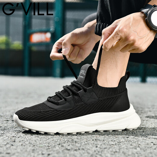 Guizhibu g'vill sommer atmungsaktiven Herrenschuhen 2025 Neues Netz vielseitige lässige Schuhe Dicke Sohle nicht rutsch trendige Sportschuhe Schwarz und Weiß [atmungsaktiv] G1503 39 [Sportschuhgröße]