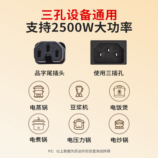 SUPOR rice cooker three-hole 1.5m M power cord universal original accessories electric pressure cooker electric cooking pot soy milk electromechanical stew pot plug coupler long power cord