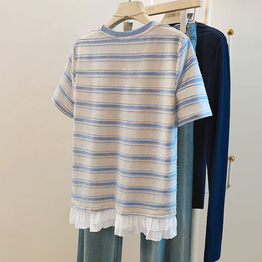 Camiseta de diseño de cipreses de seda 2025 Summer Nuevo cuello redondo de moda de moda para mujeres