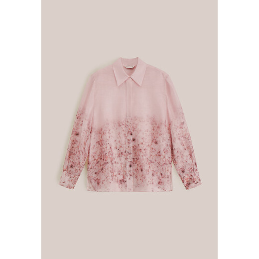 OBBLIGATO Olivia summer floral print pleated waist suspender suit dress light rose pink shirt M