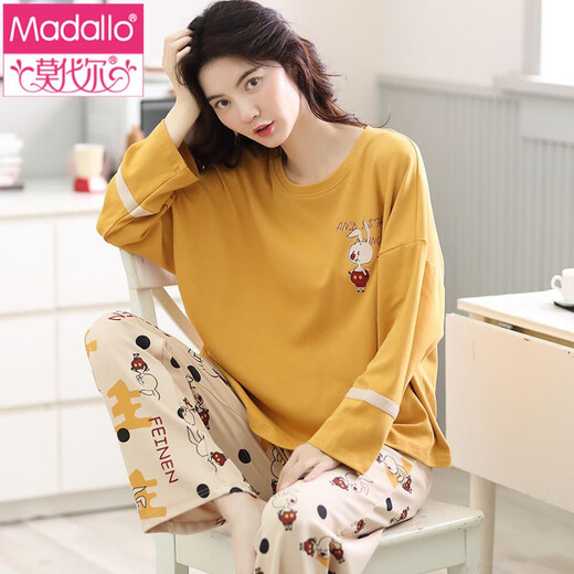 Modal 100% pure cotton pajamas for women in spring and autumn long sleeves sweet and cute summer cotton Korean style home clothing autumn and winter set 6628 T5352 L (recommended to wear 105-125 Jin [Jin equals 0.5 kg])