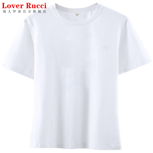 Liebhaber Rucci reines Baumwoll weiß weiße Kurzärmer T-Shirt Frauen T-Shirt 2025 Sommer neu trendy losen Sommer Frauen Top Schulter KC693 Weiß S