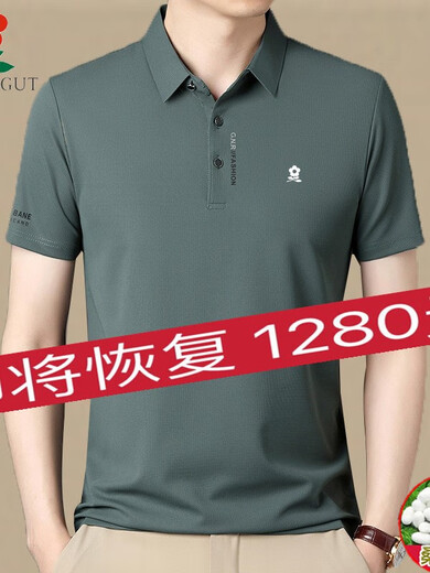 Montagut Offizielle Website französische leichte Luxus-Hoch-End-Polo-Hemd Ice Mulberry Seidenmänner kurzärmeliges T-Shirt Sommer mittleren Alters mit halbem Ärmeln, großer Dada offizielles Flaggschiff 902 Green One Size Offizielles Flaggschiff 165 // 80A Vorschläge 100-120