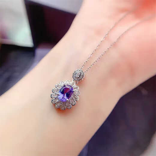 Chili Natural Tanzanite Pendant Women's 925 Silver Inlaid Blue Gemstone Necklace Clavicle Chain Fashion Full Diamond Temperament Gift