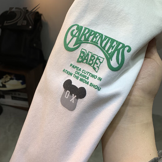 DK2025 Neue Modemarke LOSSEN BEARBRIEBEN VON RUNDSCHRAUF DRUCKENDER SPRINGEN Kurzärärmig T-Shirt für Männer schlankes Baumwoll halbärmeliges T-Shirt Weiß 5 JSW9923 M geeignet für 90-108jin [Jin gleich 0,5 kg]