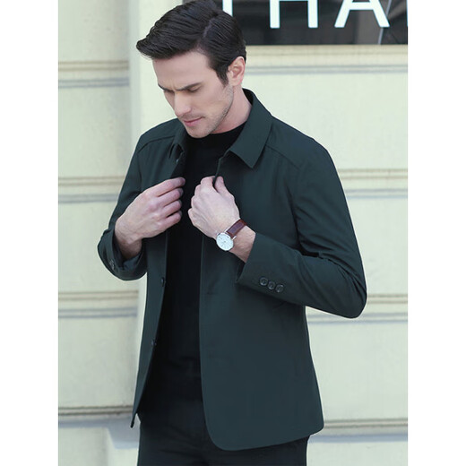 Jinba (JinBa) middle-aged men's autumn and winter cotton jacket lapel casual middle-aged and elderly dad wear cotton style dark blue (cotton style) L 175 recommended weight 125-140 Jin Jin equals 0.5 kg