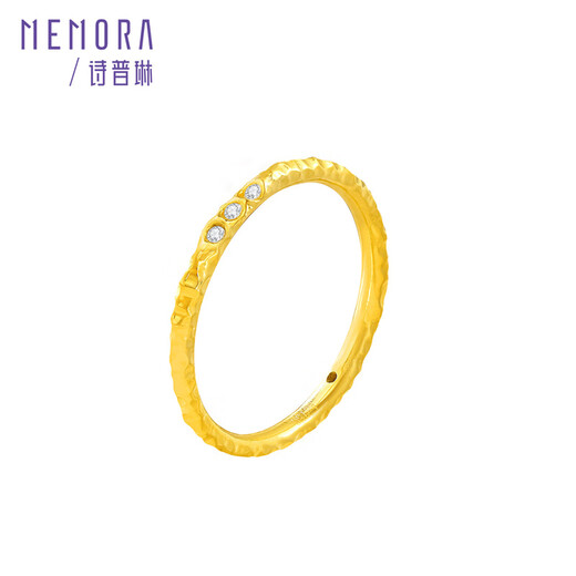 Shipulin 18K gold hammer pattern inlaid with zircon, a gift for your birthday, ring number 22