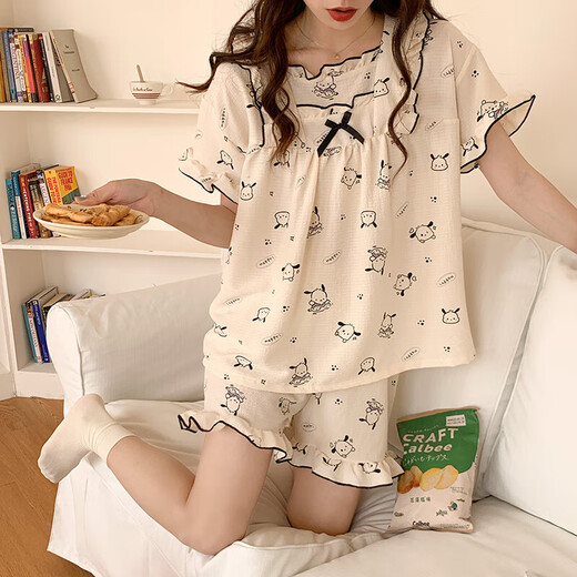 Yitangduo pyjamas pour femmes en été dessin animé short à manches courtes mince fille pacha chien doux et mignon style princesse extérieur porte des vêtements à la maison 7701 # m 80-100jin [Jin est égal à 0,5 kg]