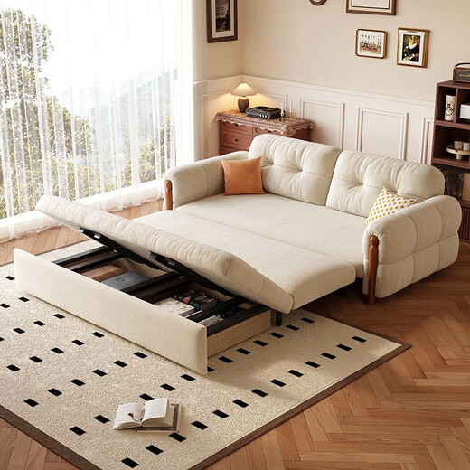 Jingju Sofá Bed Doble de doble propósito Doble Doble Sala de estar Pequeña Cama de sofá Perezo Multifunción Internet Celebrity Yunduo Bed S320 Látex Modelo 1.6 metros más almacenamiento