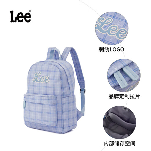 Lee格纹双肩包小辣李嘉琦同款轻便时尚书包大容量格子短途旅行背包