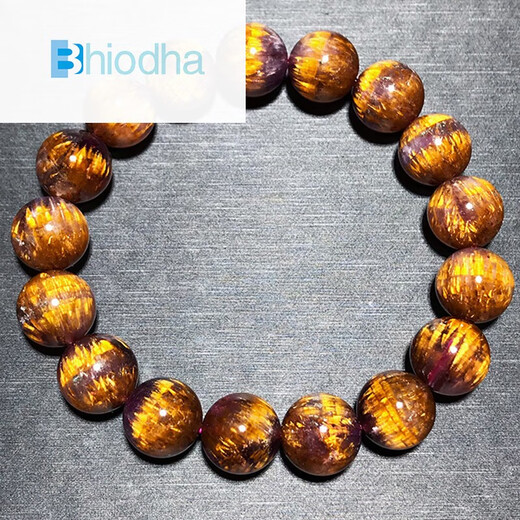 Bhiodha Pangdonglai Qualität Aurora Kristallarmband Aurora 23 Kristall Goldener Titankristall Vollgold Zahnviolett gelber Körper 520 Liebhaber 1421 14mm lila Titanium