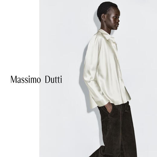 Massimo Dutti Autumn and Winter New Product 2025 Women's French Elegant Quiet Luxury Style High-Quality Bat Sleeve Satin Shirt 05152952 Silver XS (165/84A)