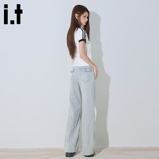 :CHOCOOLATE it浅蓝微喇牛仔裤女2025夏季新款高腰显瘦拖地喇叭裤 浅蓝色长裤 【官方正品】 S