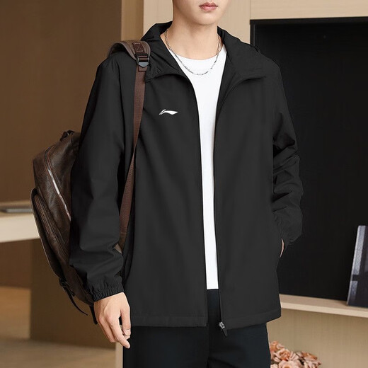 Li Ning Jacket Windbreaker Outdoor Jacket Men's Spring and Autumn New Running Water-Repellent Jacket Mountaineering Jacket Men's Cardigan Hooded Top
