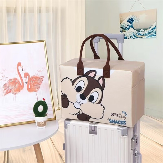 Qisihua 25 new felt storage cartoon travel bag large-capacity outing storage bag suitcase trolley case can be set lucky little squirrel 40*30*20