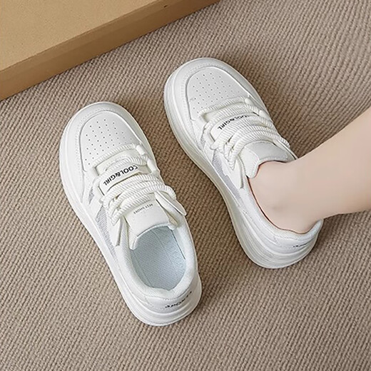 Woodpecker summer women's shoes thick sole white shoes women's skirt shoes versatile height-enhancing sports casual shoes thin breathable board shoes white [upgrade version] 36 (230mm)