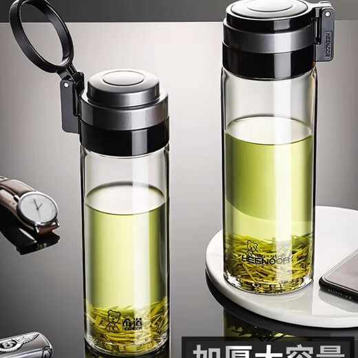 
HEENOOR HEENOOR Glass single-layer thickened filter tea cup for men and women large capacity portable water cup outdoor plastic cup glass: 6075-480ML+ cup set cup brush 360ML-695ML