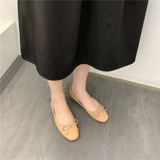 S.SOFEA仙女风豆豆鞋舒适软底平跟单鞋女性春季 683-10黑色 39