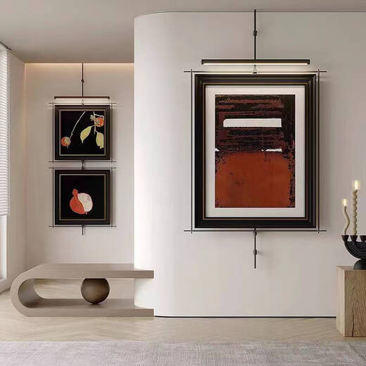 
Yonghuan wall metal hanging boom hanging painting with light style hotel model room entrance tea room creative decoration decoration A style overall 13575 picture frame 6380 light wiring model
