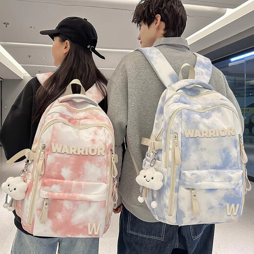 
Warrior schoolbag junior and senior high school girl ins style tie-dye graffiti high-value large capacity backpack college students light travel light blue [glossy pendant]