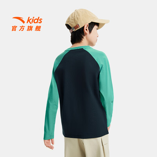 
Anta children's T-shirt men's children's clothing 2025 autumn fashion versatile breathable base shirt fashion sports long T late night blue 8411-1 150 cm