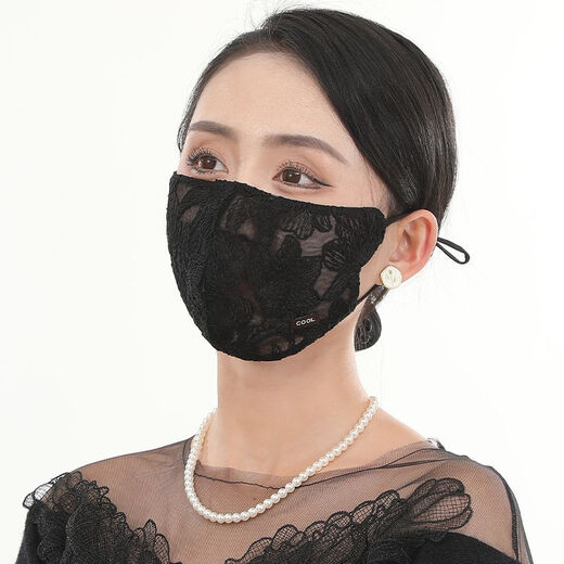 山头林村蕾丝口罩防晒立体显瘦夏季薄款清凉夏天v型时尚透气非常漂亮 浮动立体花卉-T1047粉