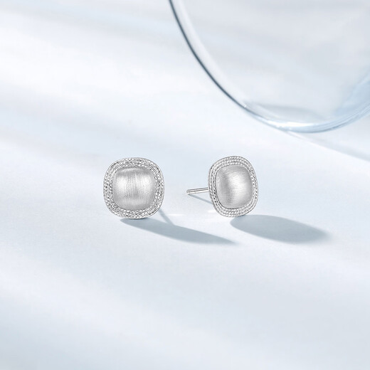Chao Acer Bo Ya Fangyuan platinum earrings for women PT950 earrings with brushed geometry as a gift for your girlfriend. Priced labor cost 290 yuan, 2g, one pair (free silicone earplugs)