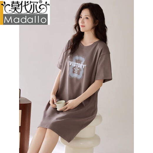 
Modal new style with chest pad nightgown for women for summer pure cotton short-sleeved mid-length pajamas for women loose casual pregnant women can wear outside LZ12529X M 160