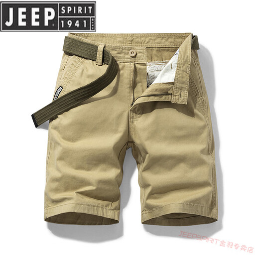 JEEP SPIRIT品牌优选多口袋纯棉工装短裤男宽松直筒五分夏季ins休闲中裤全棉 17152卡其 38