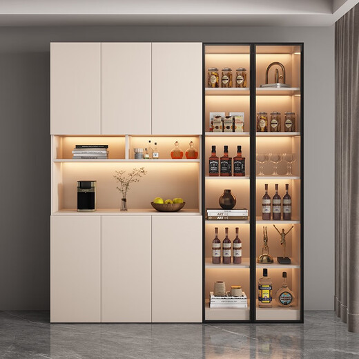 Shuaishi Massivholz Seitenschrank hoher Schrank moderne einfache Wand integrierte Essschrank Wohnzimmer Weinschrank Eingangsschrank kann maßgeschneidert werden.