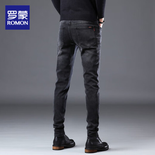 
Romon 2025 summer new high-end jeans for men's business slim feet high-end stretch thin casual trousers men's clothing 1049 gray 30