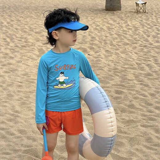 Boys' swimsuit 2025 new children's summer split swimsuit sun protection quick-drying swimsuit surfing suit seaside vacation kitten surfing swimsuit 100 cm