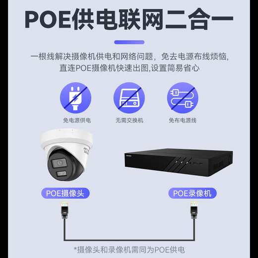 HIKVISION Cámara de vigilancia Hikvision 4 millones de luces duales a todo color visión nocturna luz de relleno inteligente cable de red grabable teléfono móvil con alimentación remota E4P4M-P 2,8 mm