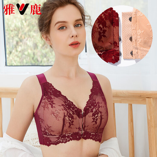 雅鹿高档夏季磁吸前扣内衣女大码文胸罩运动美背式性感聚拢防下垂 肤色 M ：70ABCD-75AB