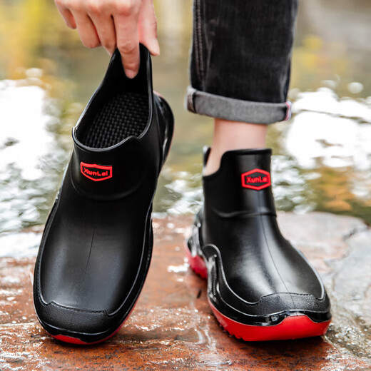 Bottes de pluie à tube court d'été pour hommes non glissés résistants aux bottes de pluie à toit bas des chaussures en caoutchouc Chaussures étanches de carrosseries