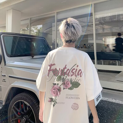 迪伽达 短袖T恤男士潮牌夏季新款网红潮流简约印花上衣服 MSL-C829黑色 S