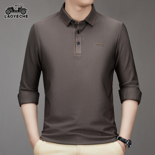 Camiseta de manga larga de automóvil clásico para hombres 2024 Otoño e invierno Nuevo traje de marco de su solapa de mediana edad Polo de polo para hombres CQ3886 Candy 10xl 10590-110Jin [Jin equivale a 0.5 kg]