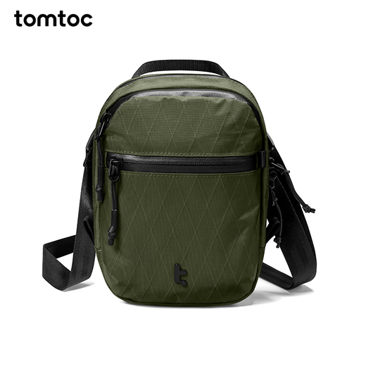 tomtoc高性能斜挎包便携旅行小包男女轻便防水小挎包手机包随身小包T37 地衣绿 1.3L｜轻便出行