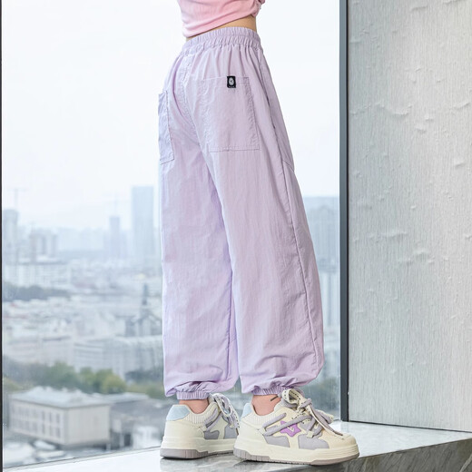 NICKYBABY女童夏季裤子薄款儿童运动速干裤2025新款夏装大童夏天冰丝防蚊裤 5729紫色+9889白【套装】 150 cm