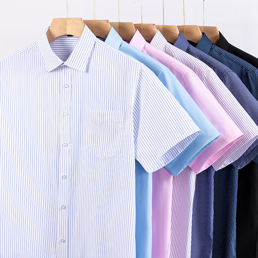 Camisa de cocodrilo Camisa vertical a rayas Hombres de manga corta de mangas de verano