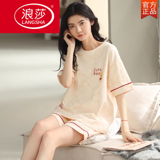 Langsha 2025 Pyjamas für Frauen im Sommer Pure Cotton Shorts Shorts Dünner Sommer niedlich und süß können außerhalb von Heimkleidung getragen werden YX-7507 9854 m [Empfohlen 80-100Jin [Jin gleich 0,5 kg] tragen]