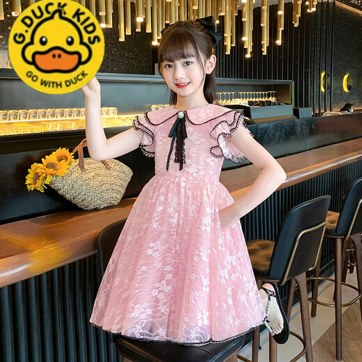 G.DUCKKIDS女童连衣裙儿童公主裙夏季小女孩衣服裙子夏天2025新款童装女春装 2601粉色 110 适 龄4-5岁cm